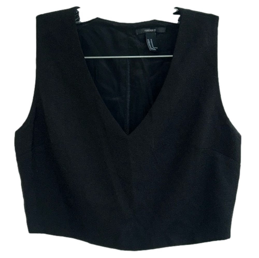 Forever 21: Deep V, Crop Top in Black: Size Medium